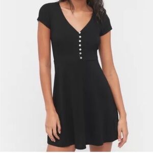 Urban Outfitters Black Mini Dress with Button Detail